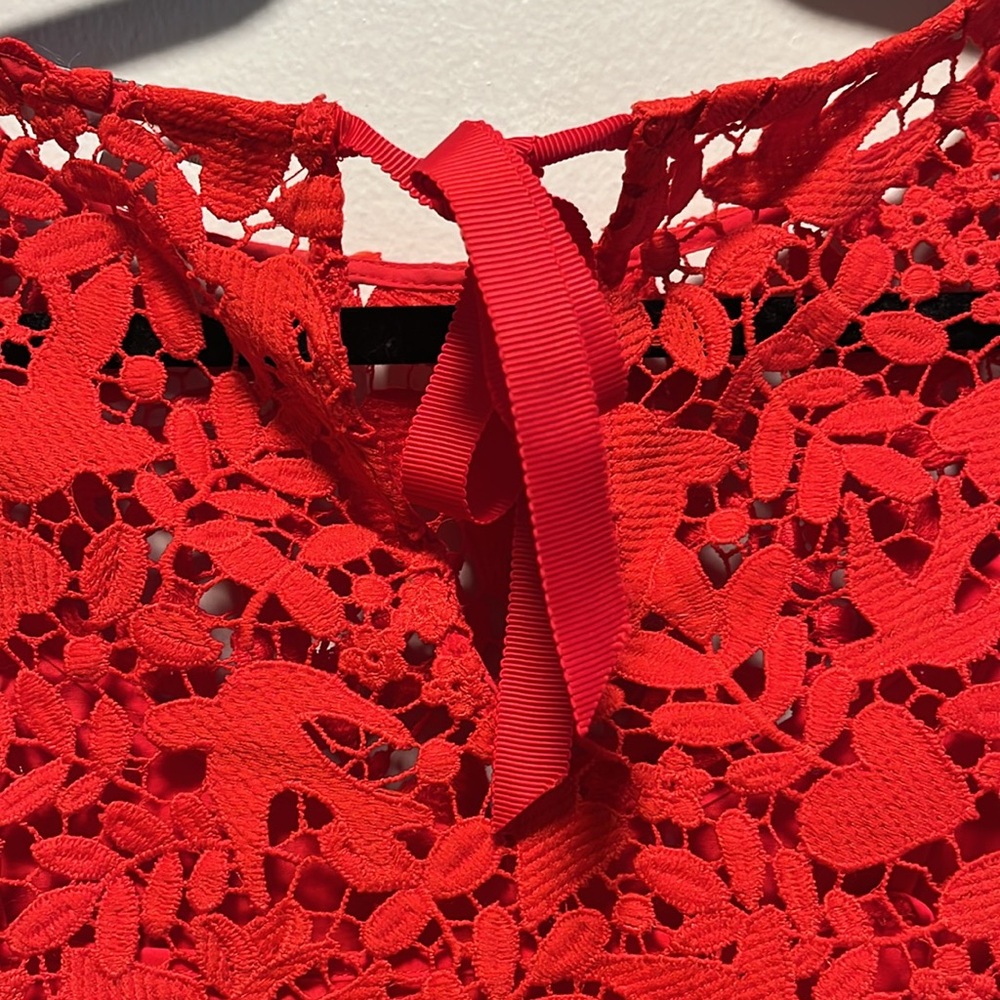 BODEN Red Heart Dove Brittany Lace Top Blouse, Red, Size 4 - Picture 10 of 12